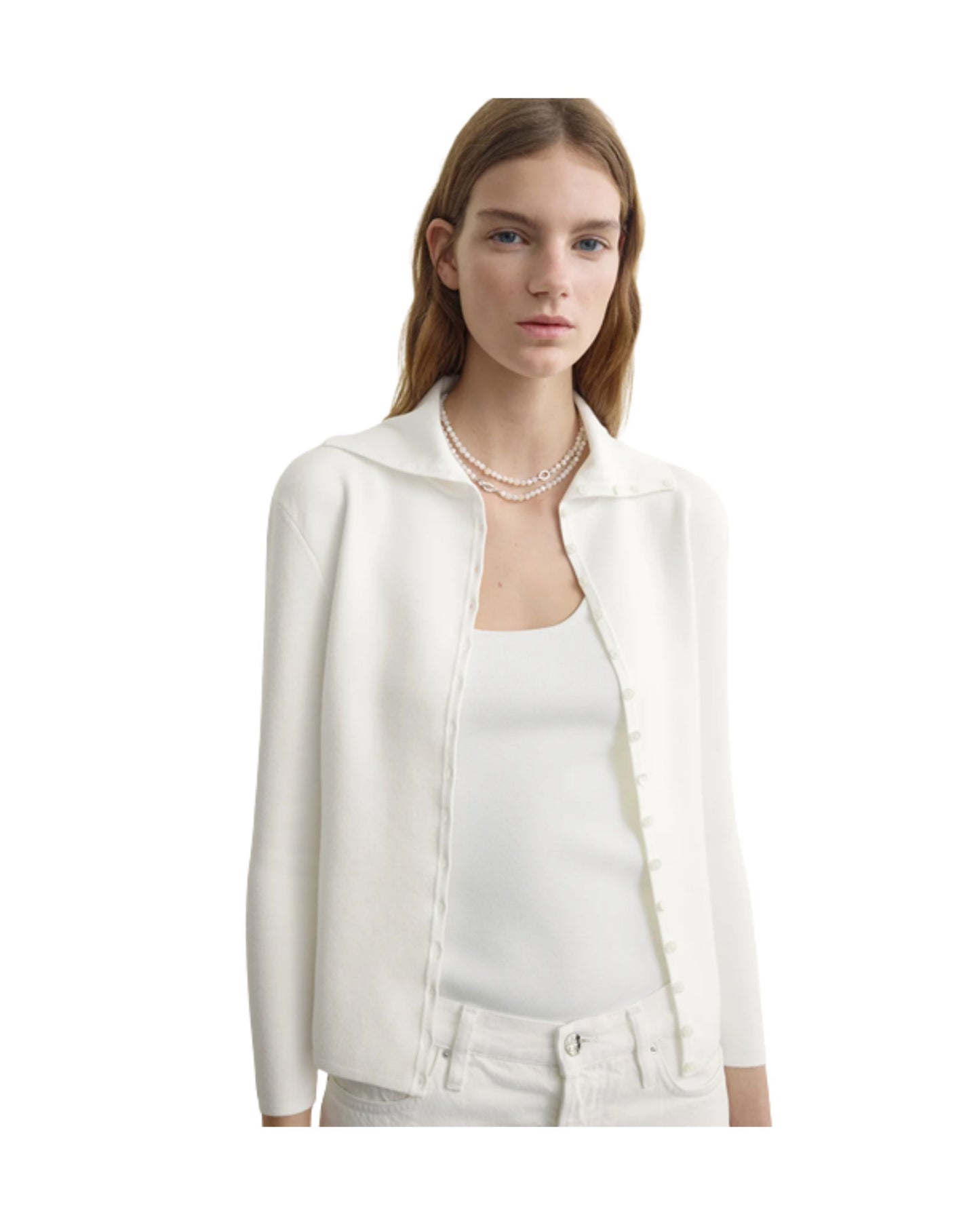 TOTEME Fitted polo cardigan off-white
