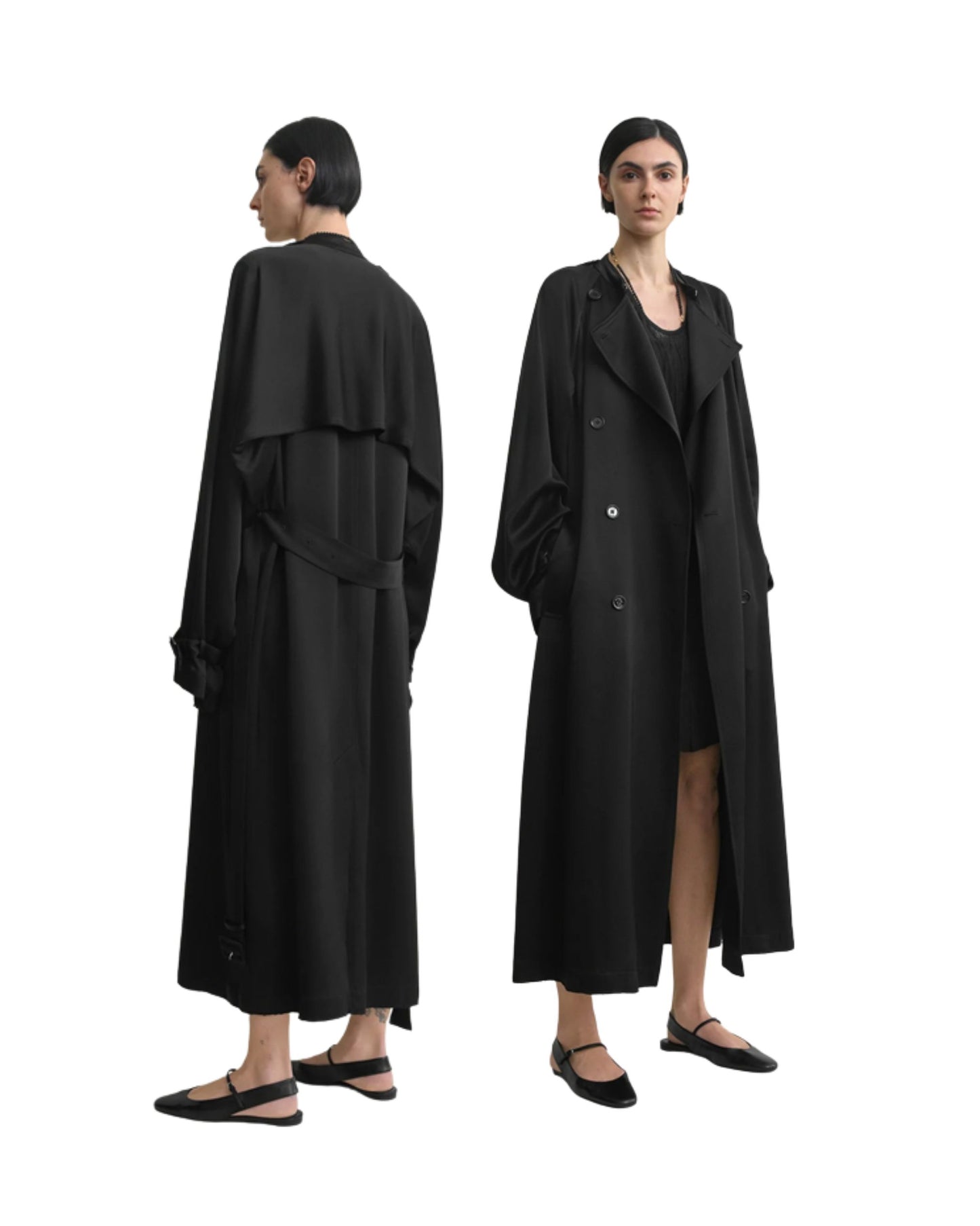 TOTEME Draped satin trench black