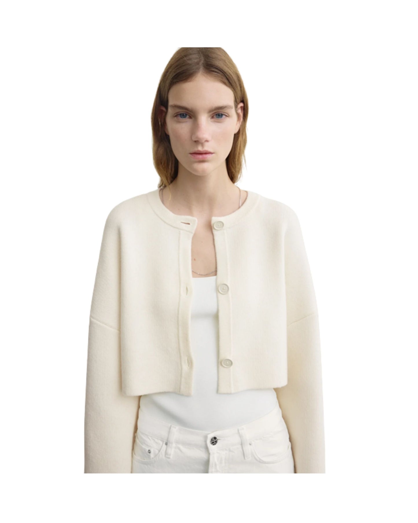 TOTEME Cropped oversized cardigan milk