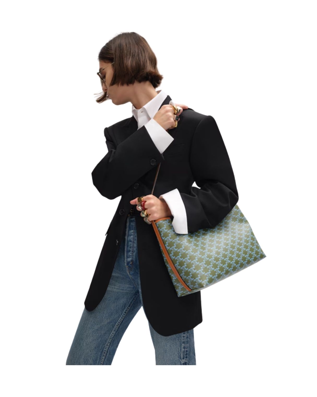 CELINE SOFT SHOPPER BAG IN TRIOMPHE CANVAS AND CALFSKIN