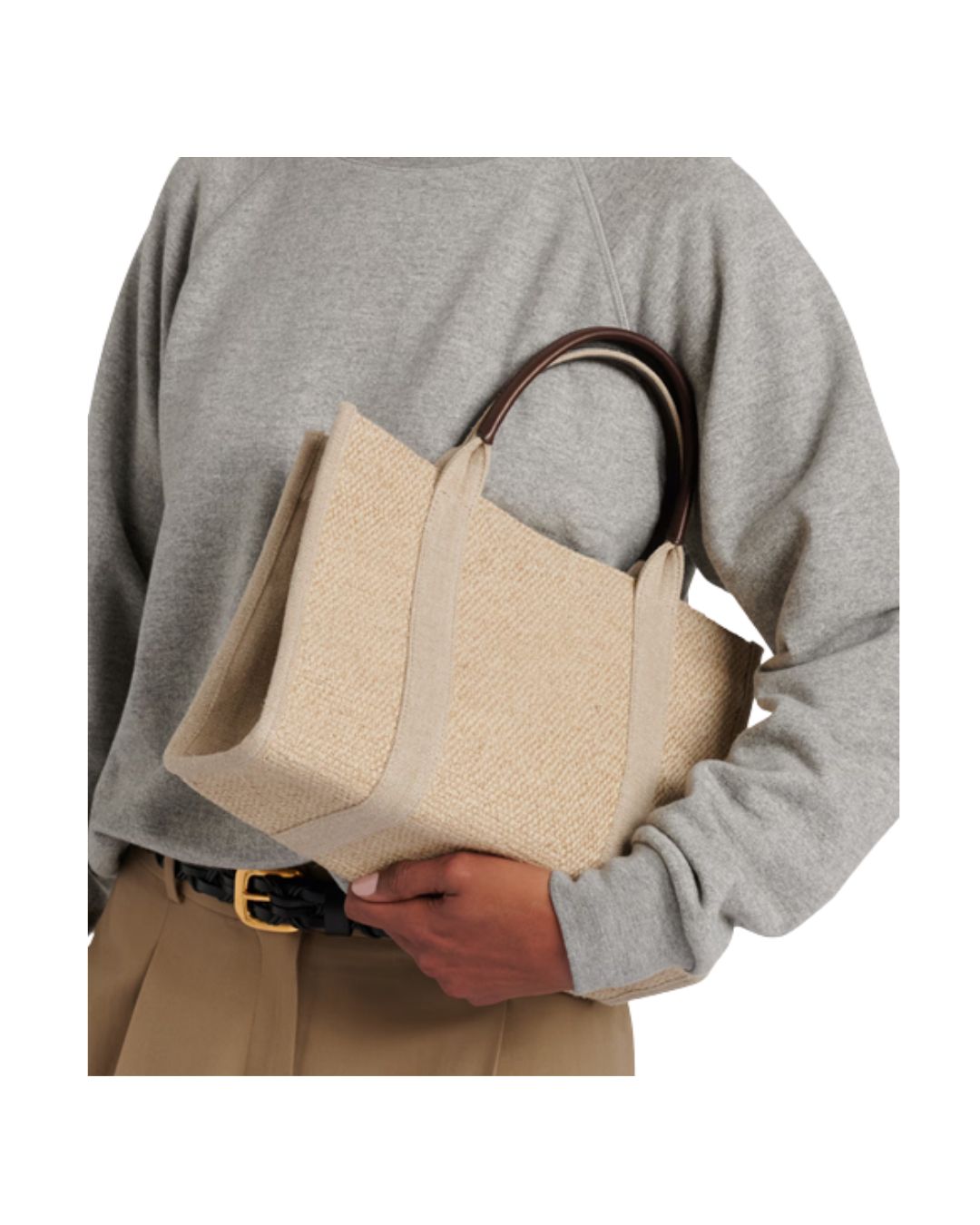 THE ROW Georgia Medium leather-trimmed canvas tote bag