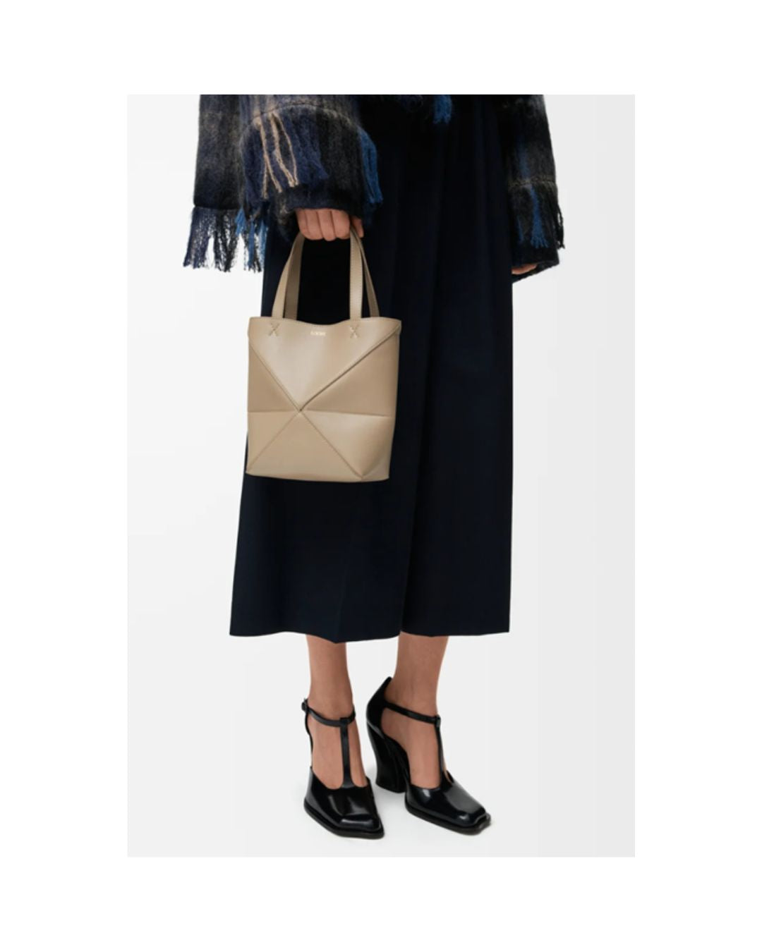 LOEWE Mini Puzzle Fold tote in shiny calfskin