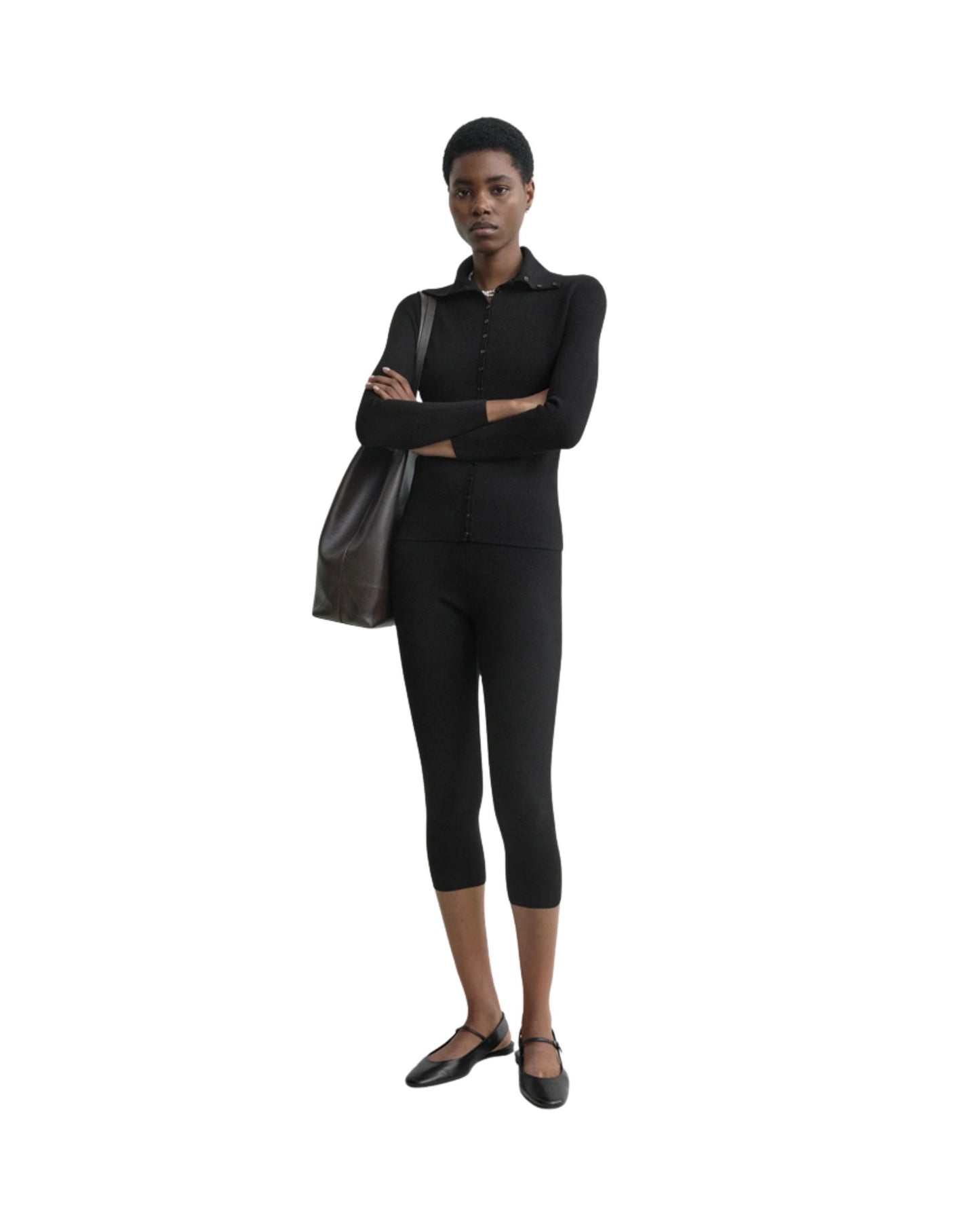 TOTEME Capri knit leggings black