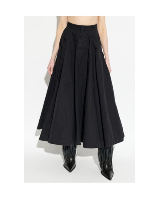 BALENCIAGA Women's Godet Maxi Skirt in Black