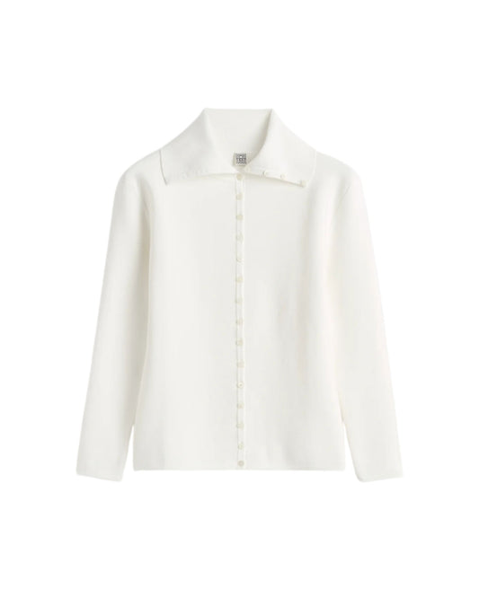 TOTEME Fitted polo cardigan off-white