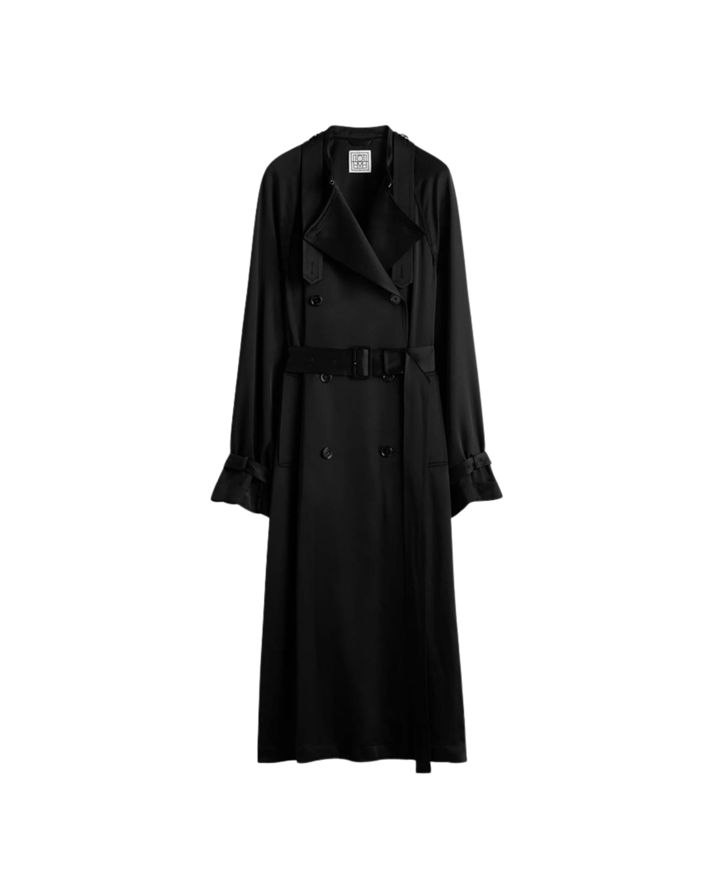 TOTEME Draped satin trench black