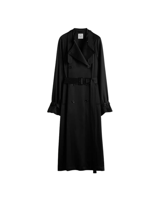 TOTEME Draped satin trench black