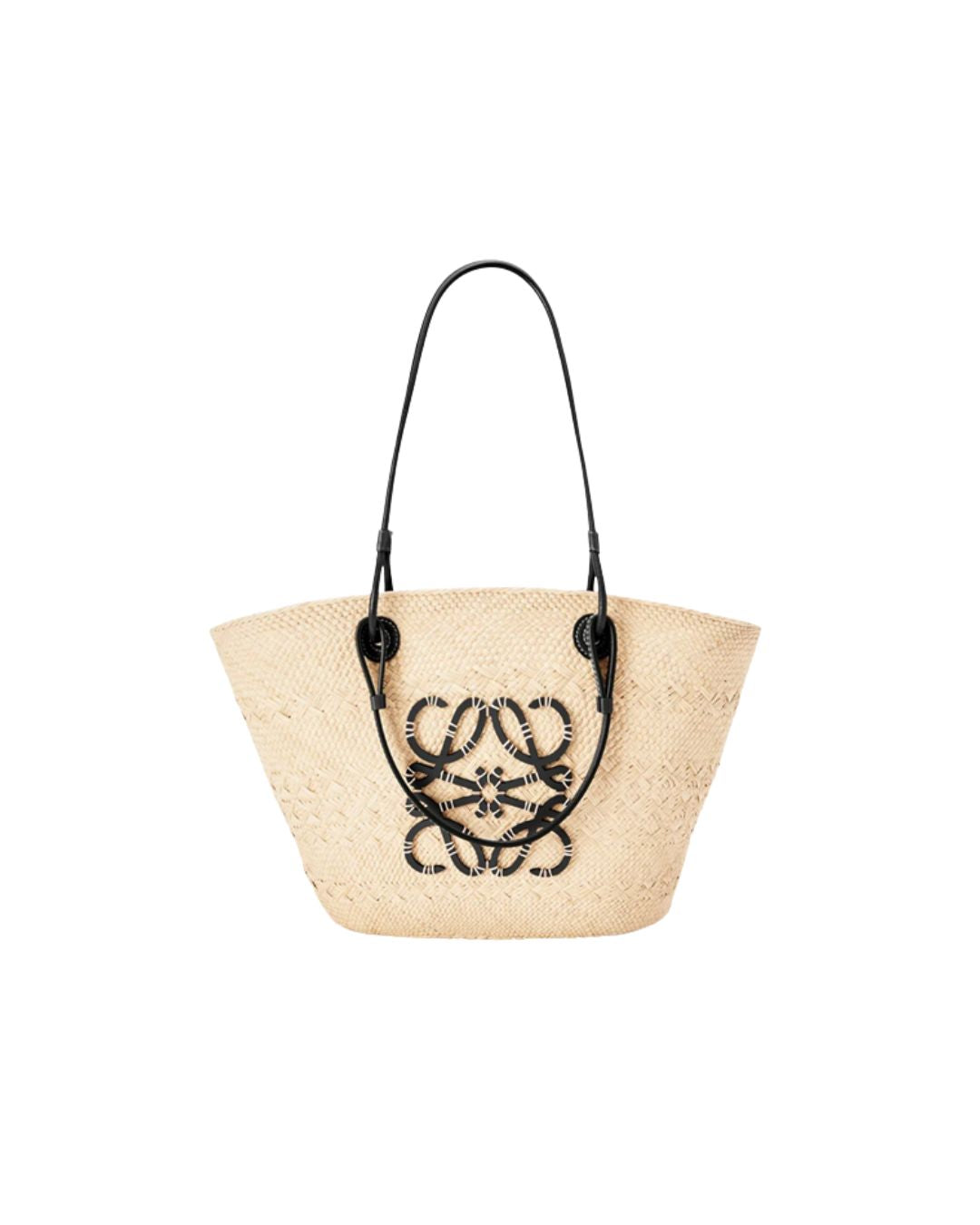 LOEWE Anagram Medium Basket Bag in Iraka Palm and Calfskin