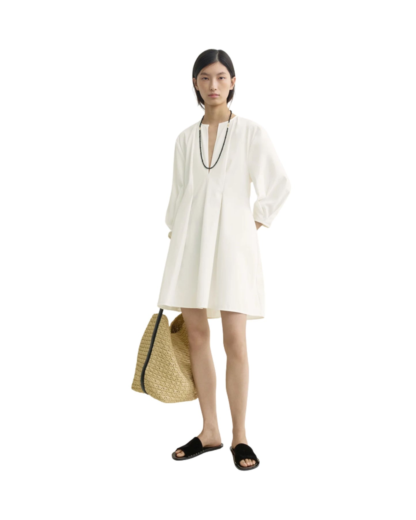 TOTEME Balloon sleeve cotton dress white