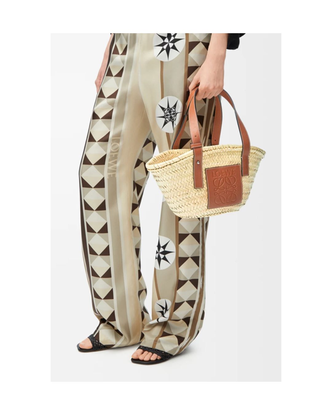 Loewe Small basket bag (palm leaf and calfskin)