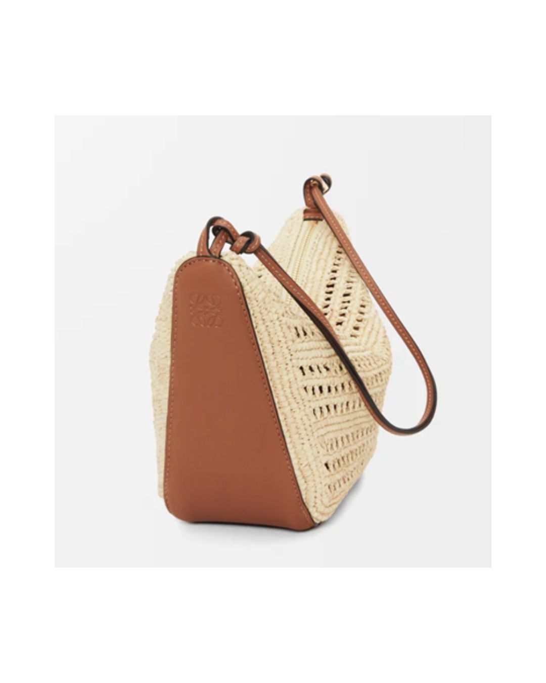 LOEWE Mini Hammock Hobo in raffia and calfskin