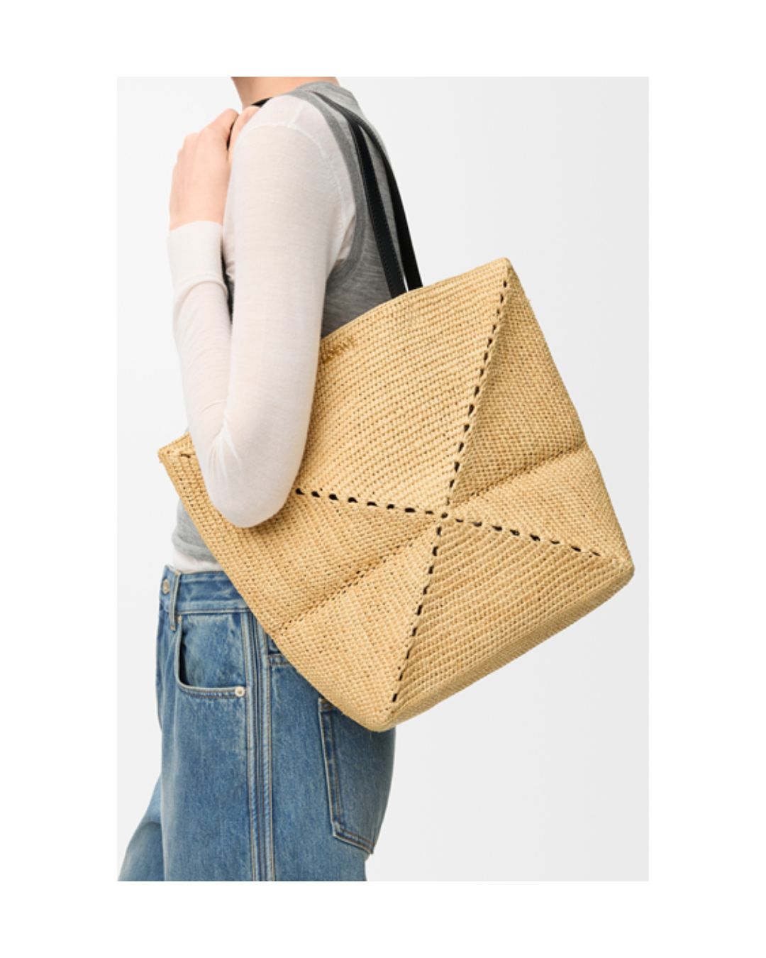 LOEWE Medium Puzzle Fold tote in raffia