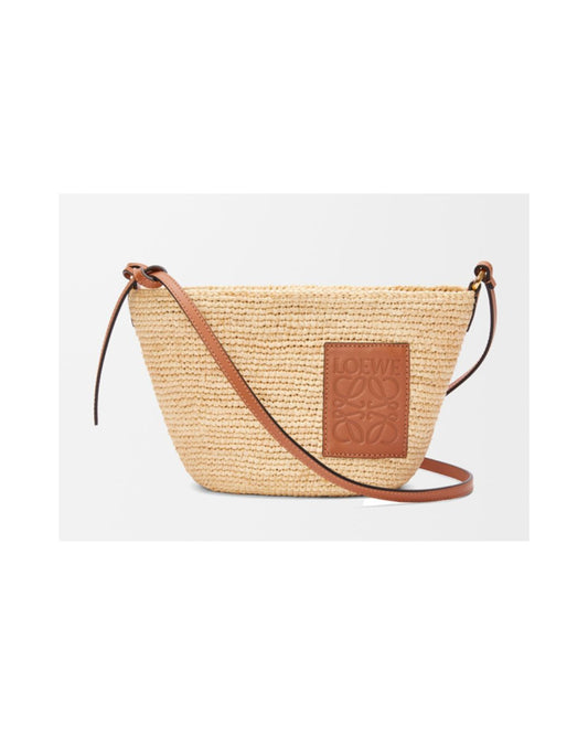 LOEWE Slit pochette bag in raffia and calfskin