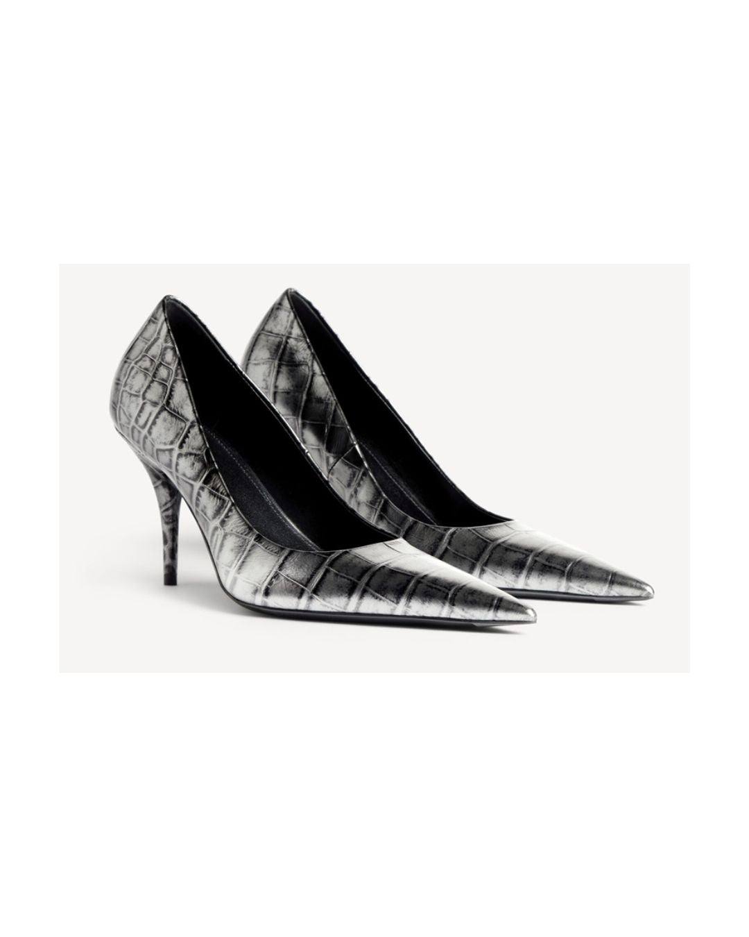 BALENCIAGA AVENUE PUMP H90 EMB CROC/M ACC