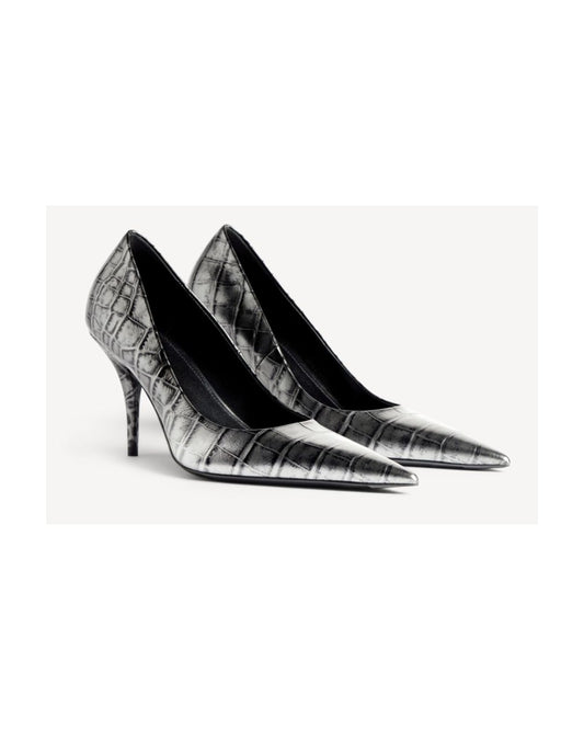 BALENCIAGA AVENUE PUMP H90 EMB CROC/M ACC