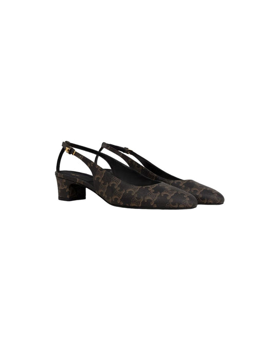 CELINE NEO CITY SLINGBACK IN TRIOMPHE COATED FABRIC