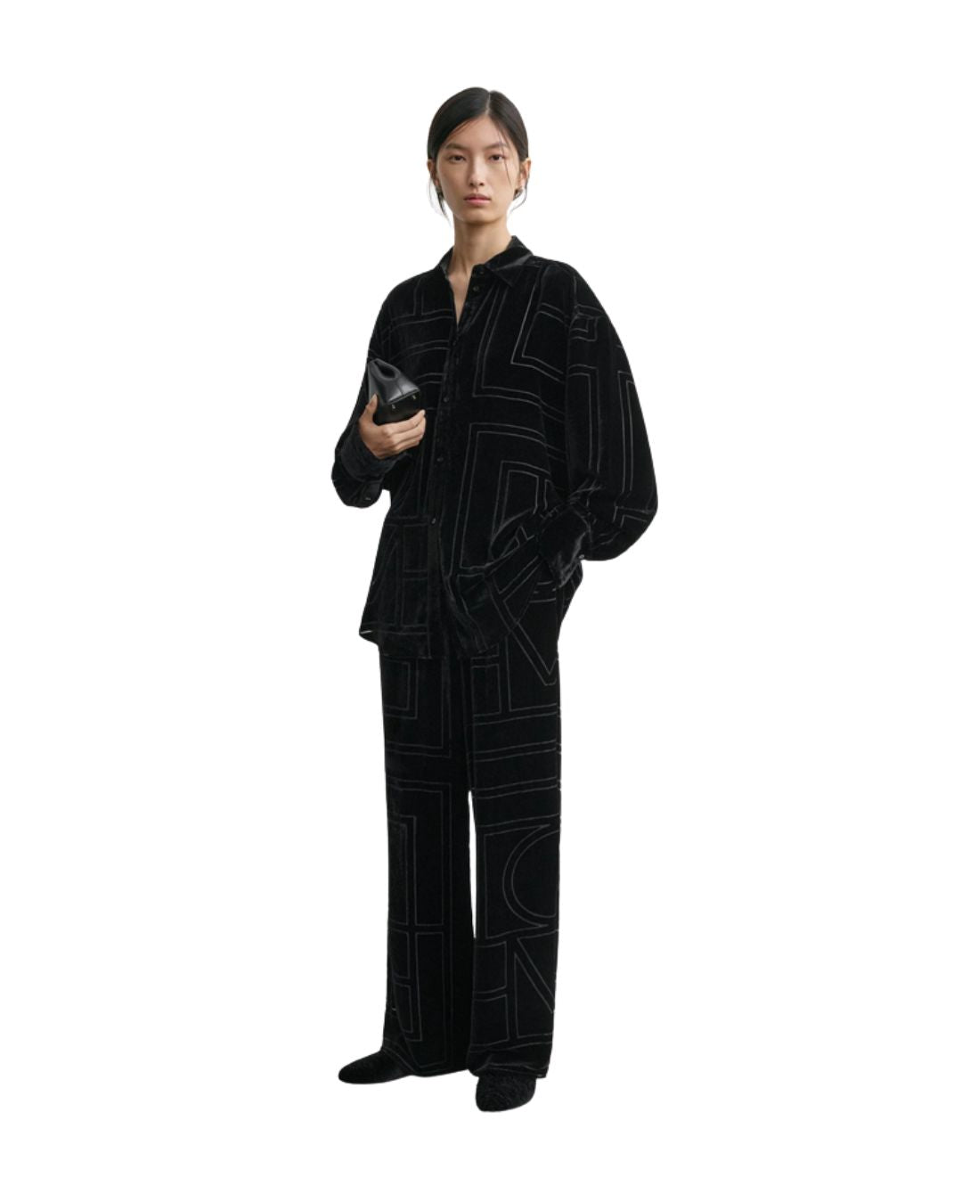 TOTEME Oversized devoré shirt black