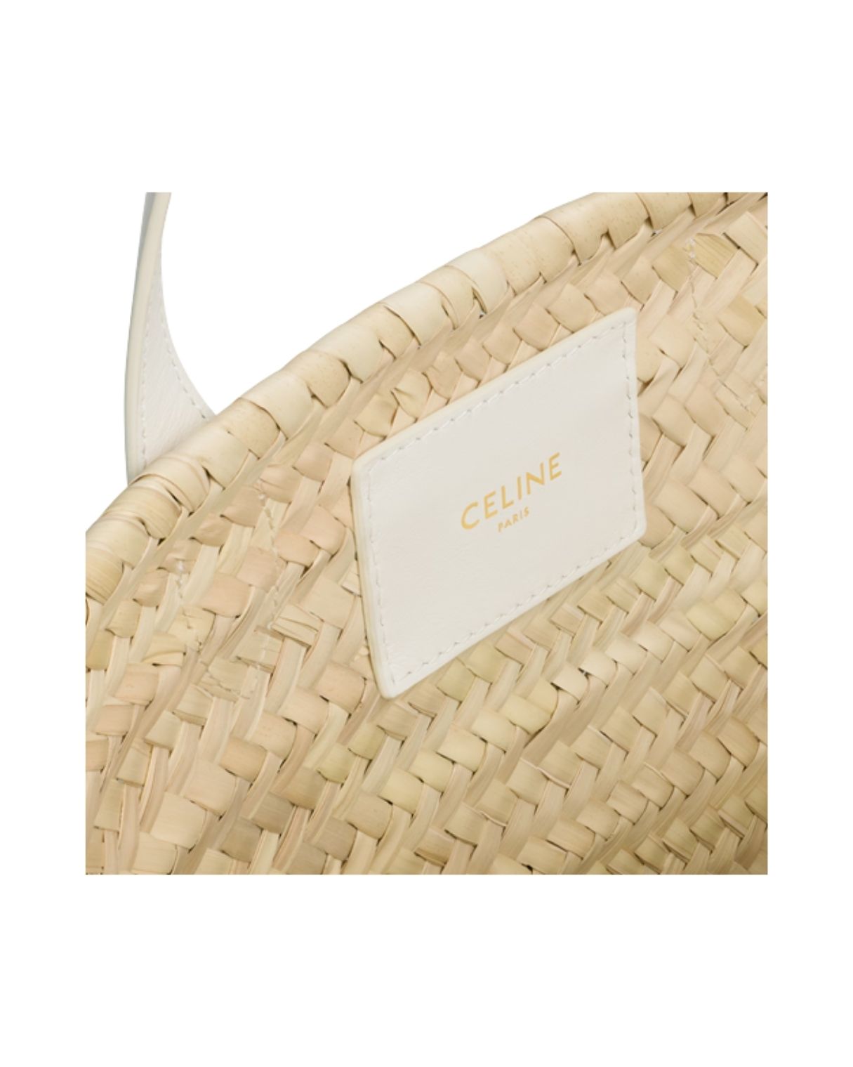 CELINE TEEN TRIOMPHE PANIER IN PALM LEAVES AND CALFSKIN, WHITE