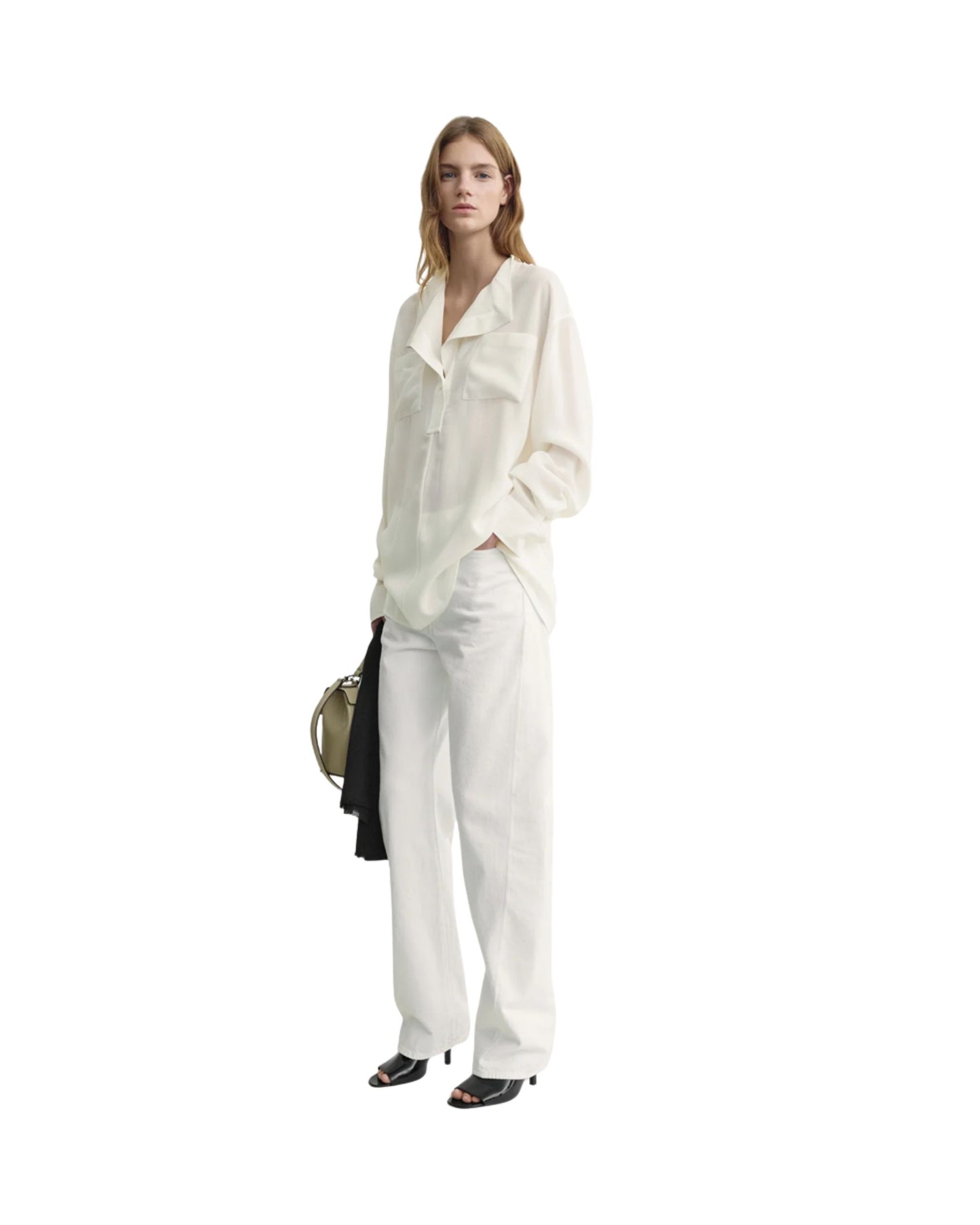 TOTEME Overlapping collar blouse milk