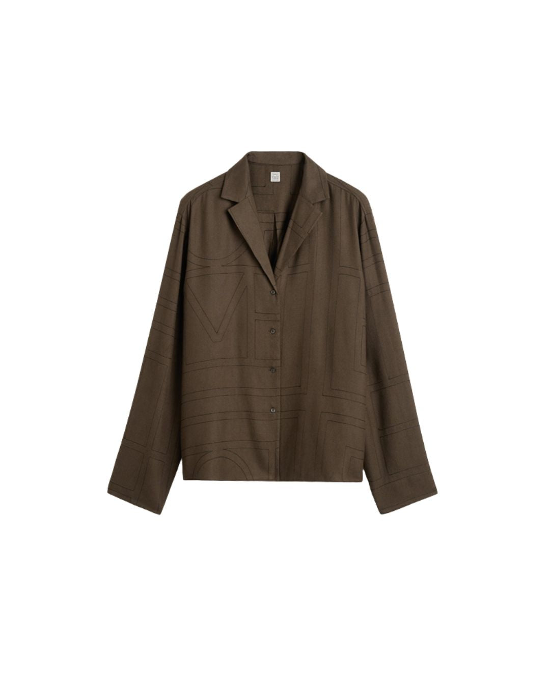 TOTEME Monogram flannel pj top dark brown