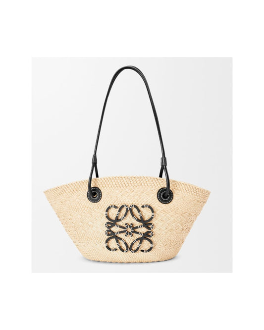 LOEWE Small Anagram Basket bag in iraca palm and calfskin
