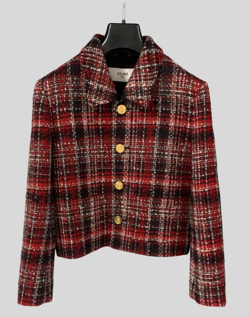 CELINE charlotte jacket IN check wool natté
