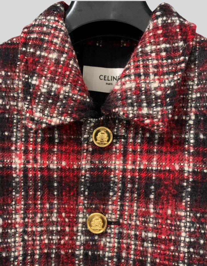 CELINE charlotte jacket IN check wool natté