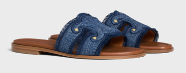 CELINE MARINA FRINGED MULE IN DENIM