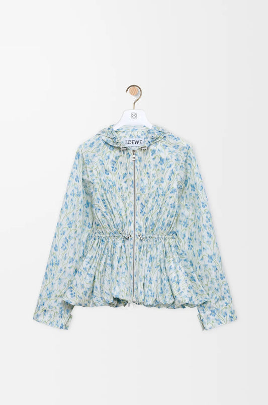 LOEWE HOODED JACKET IN SILK BLEND TAFFETA
